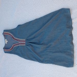 Women's Embroidered Bohemian Sleeveless Denim Dress